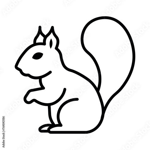 black vector squirrel icon on white background
