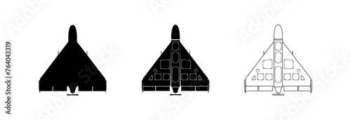 War drone Shahed. Iranian Drone kamikaze. Vector icon.