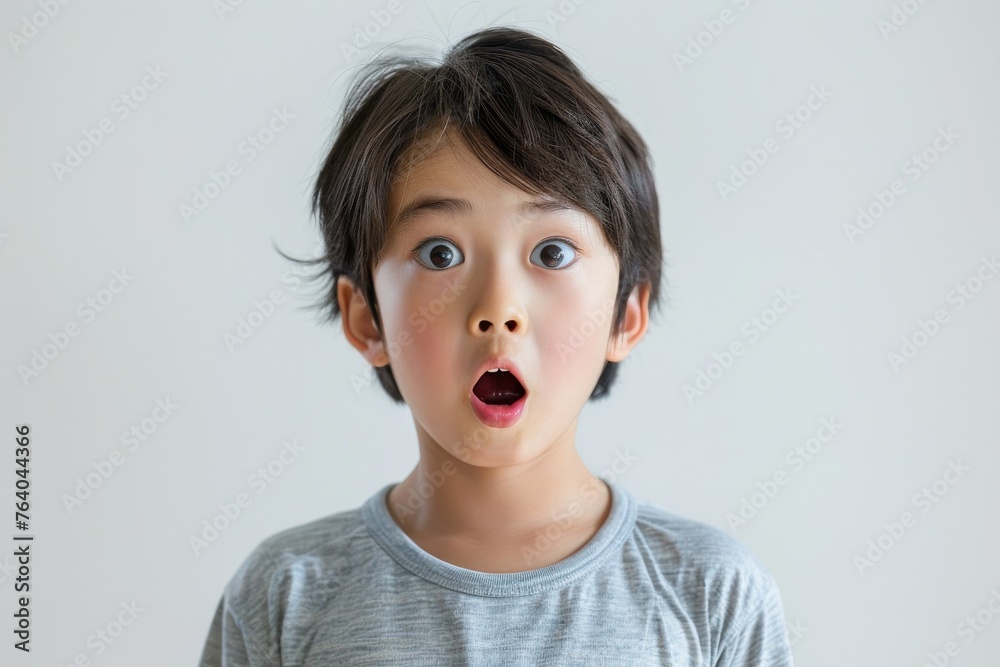 驚く日本人の男の子のアップ写真(キッズ・驚愕・びっくり・愕然・衝撃) 驚く日本人の男の子のアップ写真(キッズ・驚愕・びっくり・愕然・衝撃)
