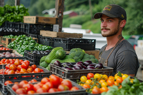 Community-supported agriculture initiatives connecting local farmers with consumers through direct sales and subscription-based produce boxes, promoting sustainable farming practic photo