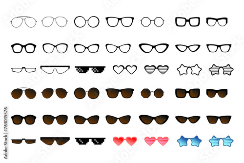 Sunglasses icons vector set. flat design vector illustration isolated on white background.