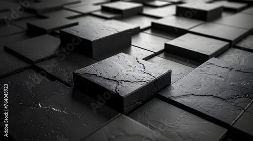 An image depicting a single 3D-rendered cube casting a long, dramatic shadow on a textured surface