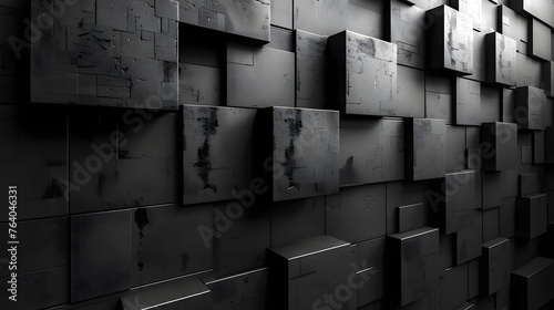 The image showcases a tactile pattern of dark cubes with a distinct matte texture giving a modern and robust feel