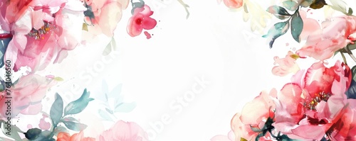 background floral design. beautiful delicate blooming peonies. drawn in watercolor technique. floral frame with free space