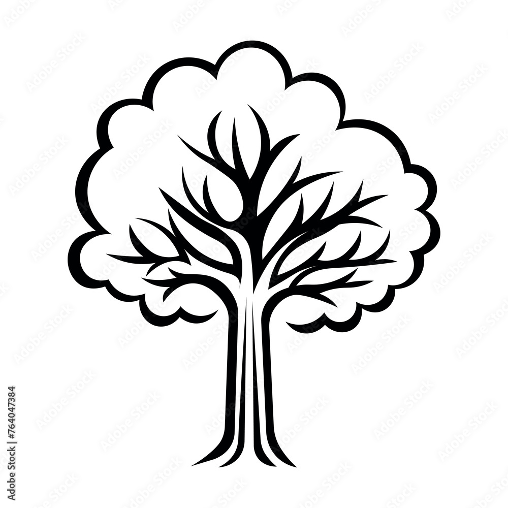 black vector tree icon on white background black vector tree icon on white background