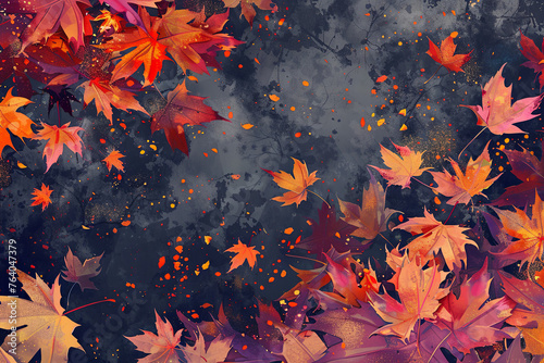 Autumn maple leaves foliage for background © grey