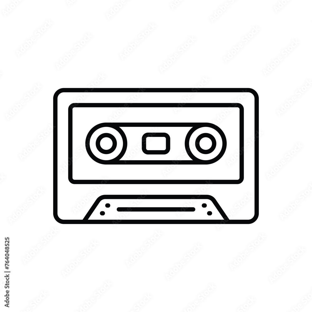 Thin Line Cassette Tape vector icon