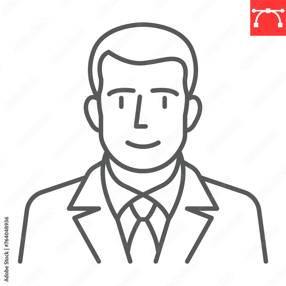 President line icon, election and politician, minister vector icon, vector graphics, editable stroke outline sign, eps 10.