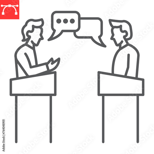Debate line icon, election and political, accusation vector icon, vector graphics, editable stroke outline sign, eps 10.