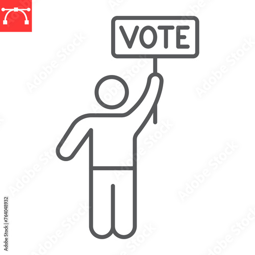 Election campaign line icon, election and politician, voting campaign vector icon, vector graphics, editable stroke outline sign, eps 10.