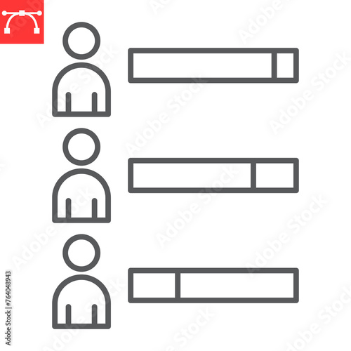 Election result line icon, election and politician, voting chart vector icon, vector graphics, editable stroke outline sign, eps 10.