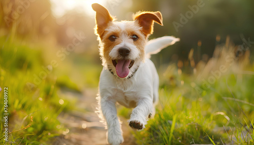 Jack Russell Terrier dog run outdoor summer sunny day