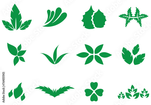 Leaf icons Green color. Set of green  Leafs green color icon logo. Leaves on white background. Ecology. Vector illustration. photo
