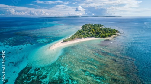 Island Emerges Amid Vast Ocean photo