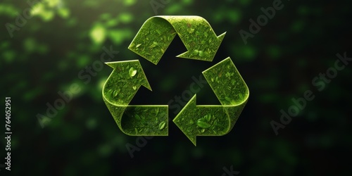 recycling symbol on green background Generative AI