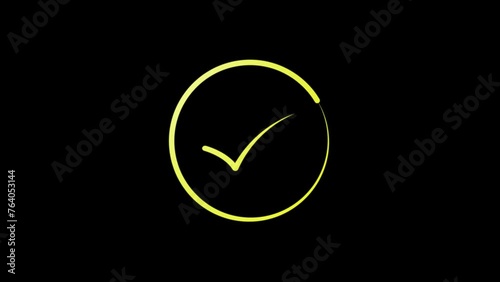 Animated check, approve mark icon. Animation, pictogram, motion graphics photo