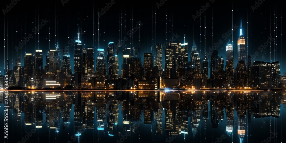 night city with skyscrapers digitalization Generative AI