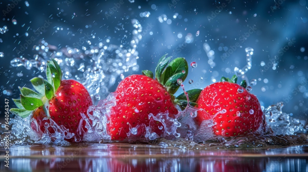 Strawberry and water splash, copy space for Ad Strawberry and water splash, copy space for Ad