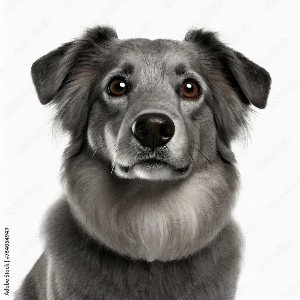 Grey cute dog, big eyes, looking adorable and please, empty background, curious Grey cute dog, big eyes, looking adorable and please, empty background, curious