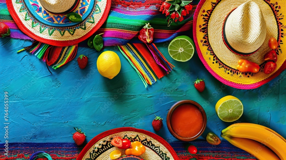 Cinco de Mayo celebration with festive decorations, colors, and cultural elements



