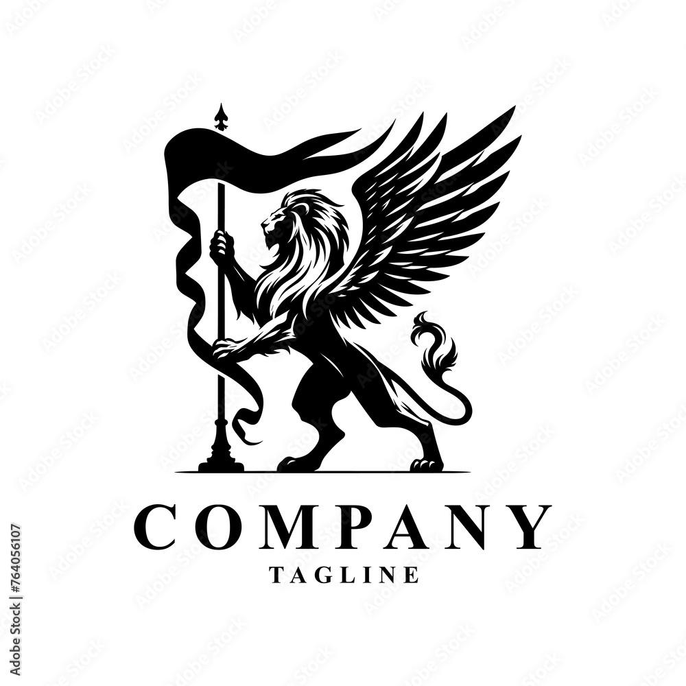 Fototapeta premium Lion logo: Epitomizes strength, courage, and leadership, symbolizing power and majesty in its iconic representation.