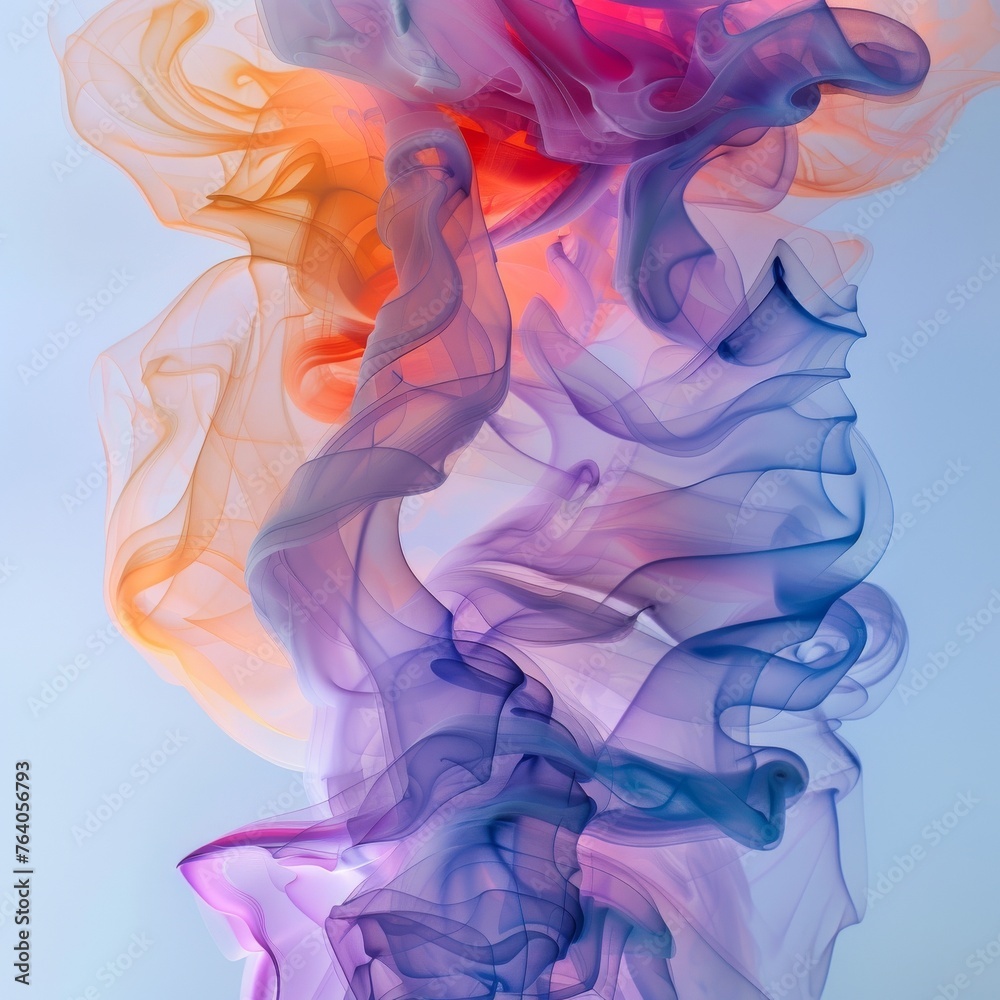 Artistic smoke: A vibrant fusion of swirling colors shaping a profile in an abstract art concept.