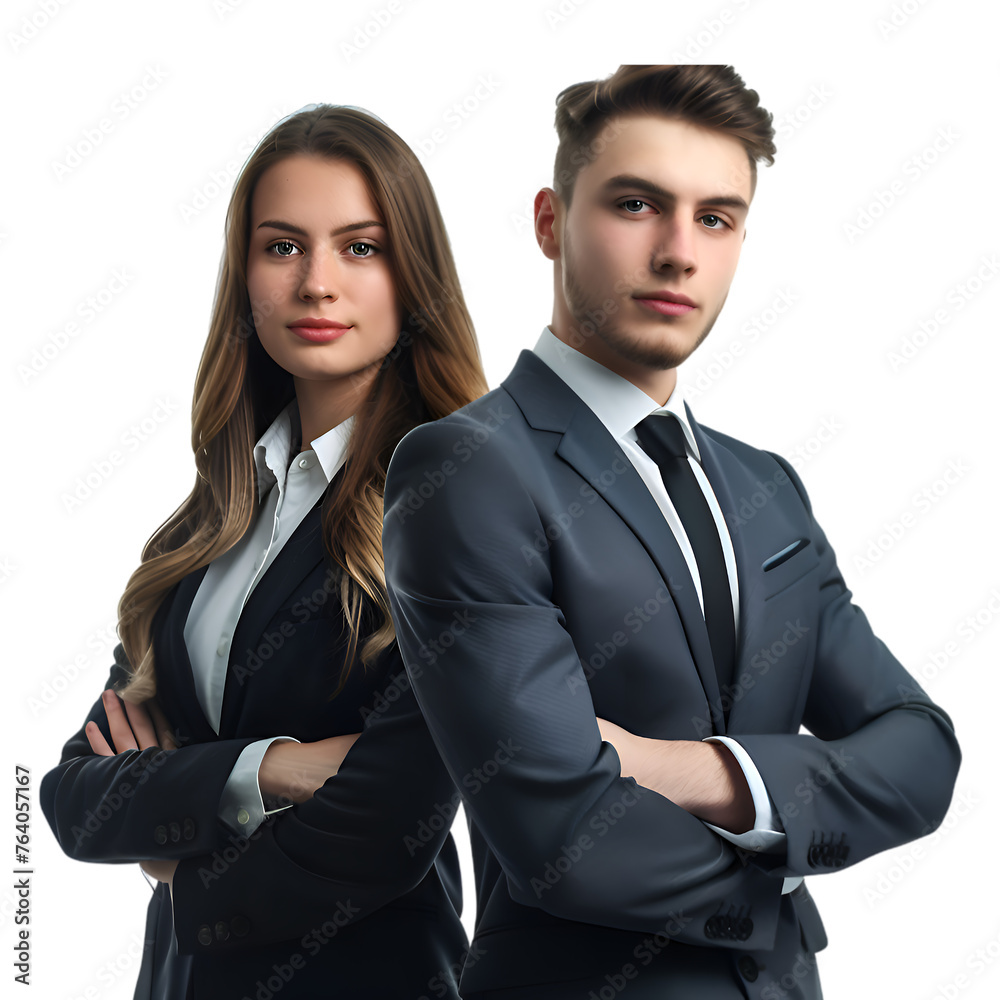 A successful young business partners isolated on transparent background A successful young business partners isolated on transparent background