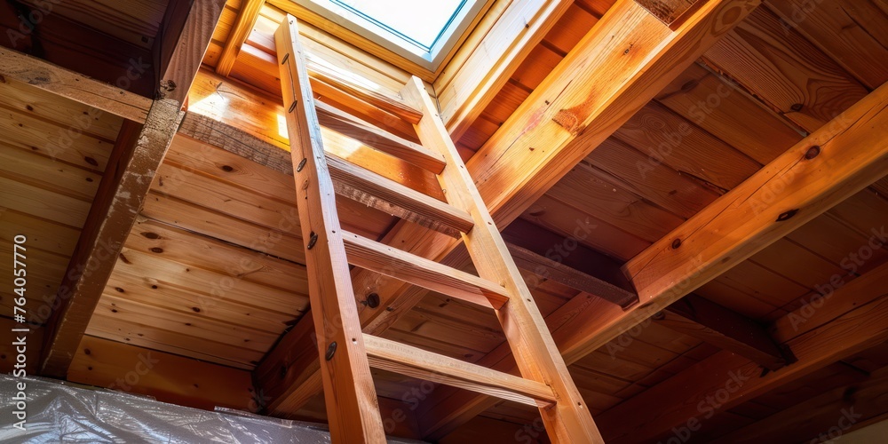 Fototapeta premium Generate a photography of attic ladder