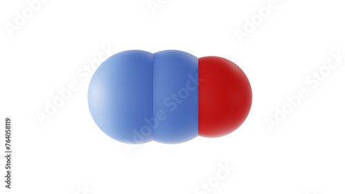 nitrous oxide molecule, dinitrogen oxide, molecular structure, isolated 3d model van der Waals photo