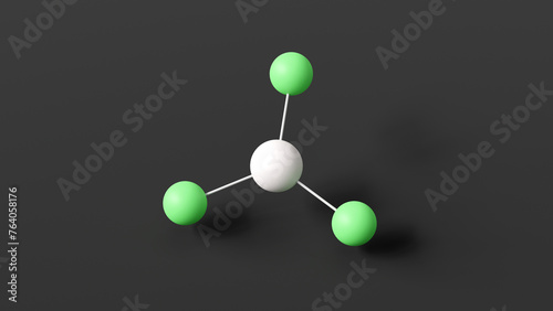 aluminium chloride molecular structure, aluminium trichloride, ball and stick 3d model, structural chemical formula with colored atoms photo