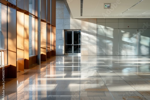 Modern Architectural Aesthetics: Shadows Casting on Polished Floors