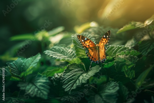 Butterfly Resting on Leaf, Symbol of Nature's Harmony