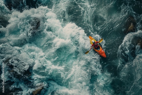 Extreme Kayaking Captured from Above: Whitewater Rush © Ilia Nesolenyi