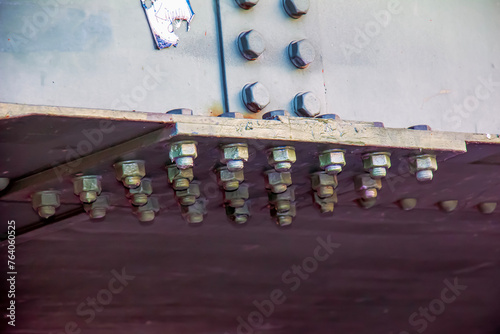 Elements of fastening structures of the Pionersky Bridge over the Salzach in the north of the city of Salzburg. photo