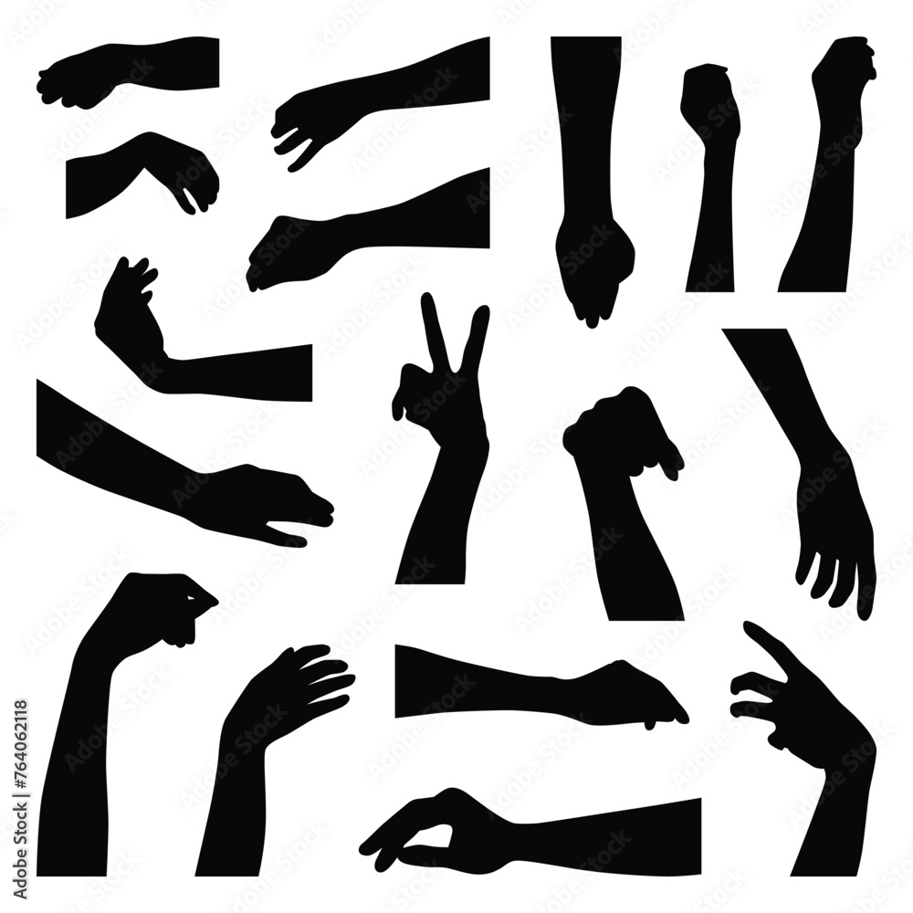 Vector collection set of hand gesture silhouettes. Vector collection set of hand gesture silhouettes.
