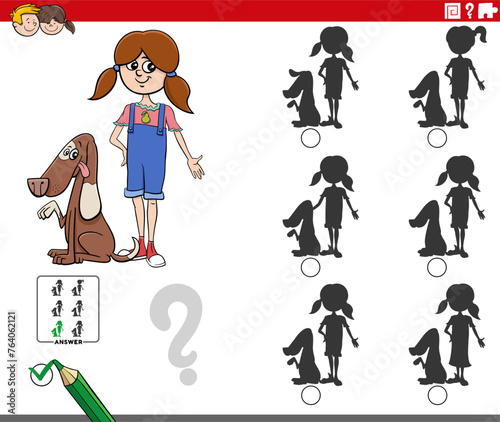shadow game with cartoon girl and her dog