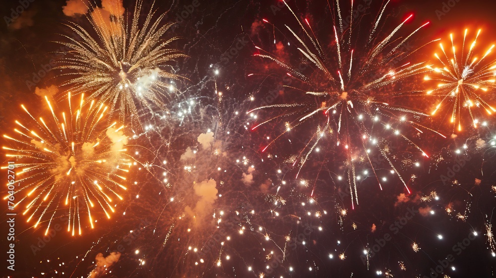 Fototapeta premium Fireworks display against a night sky, capturing the excitement of a festive occasion
