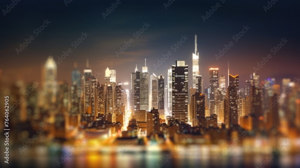 A sophisticated blur background of a modern cityscape, showcasing the lights and architecture