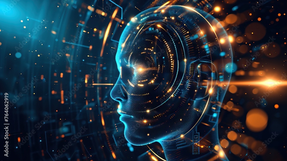 Obraz premium Futuristic artificial intelligence concept with digital elements and innovative design