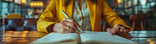 Dedicated Businesswoman's Packed Planner Reflects Commitment to Work photo