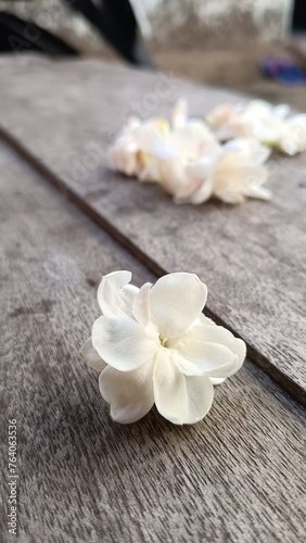 white flowers on wooden table