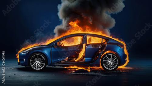 EV passenger car caught on fire © Roman Milert