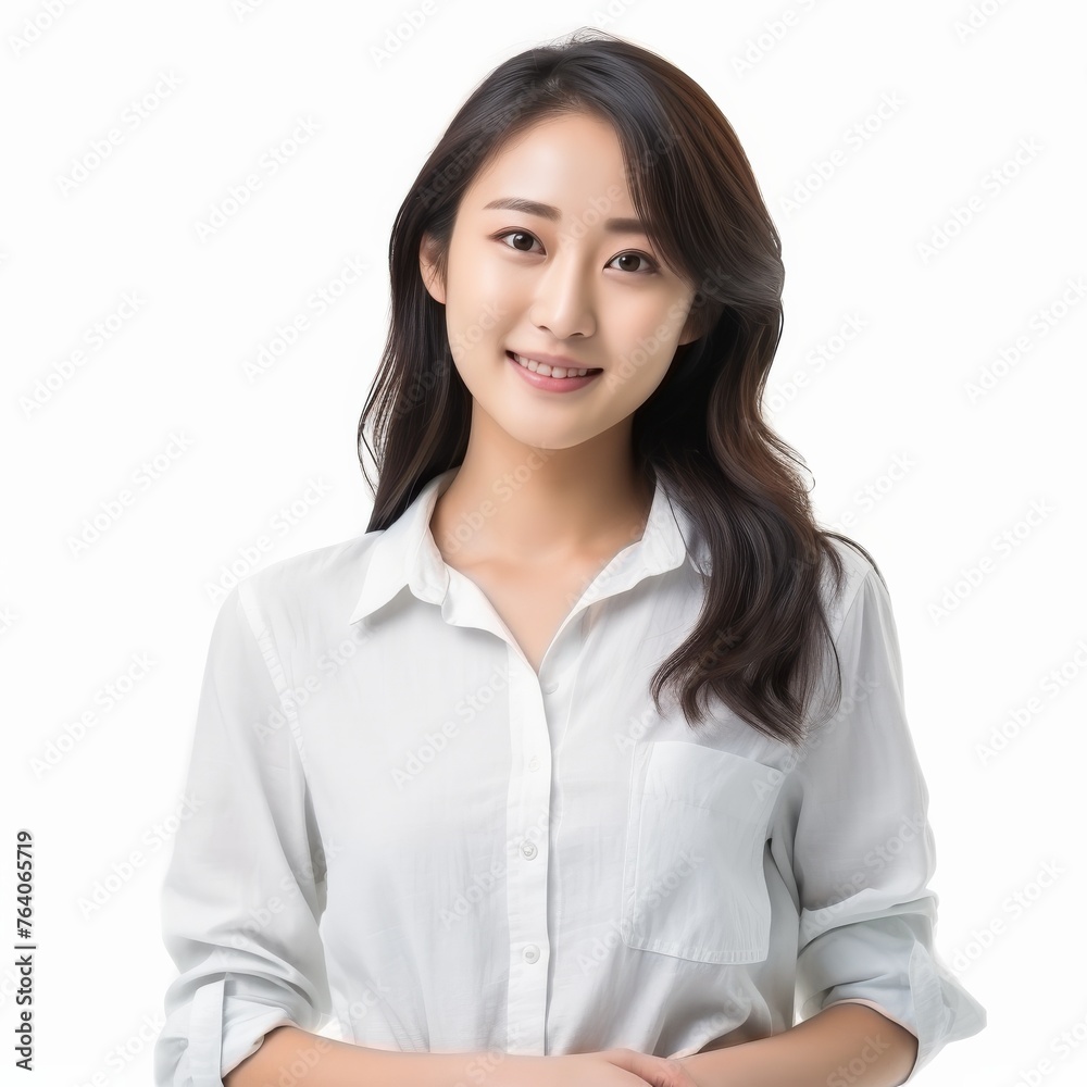 Portrait of a smiling young Asian woman potentially for beauty or lifestyle advertising Portrait of a smiling young Asian woman potentially for beauty or lifestyle advertising