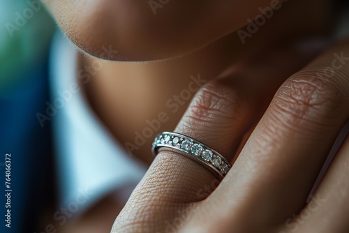 A detailed close-up shot emphasizing the intricate design of a diamond ring exemplifying luxury and elegance