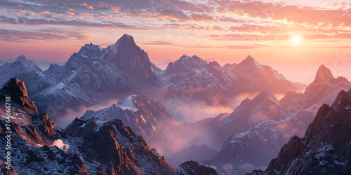 AI-generated majestic and beautiful mountains #764066718