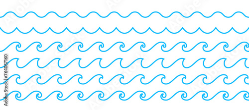 Sea wave pattern background. Vector ocean wave shape pattern. Water line background. Seamless marine decoration pattern background