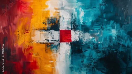 Abstract acrylic painting style conveying healthcare themes with inspiration from iconic artistic movements.
