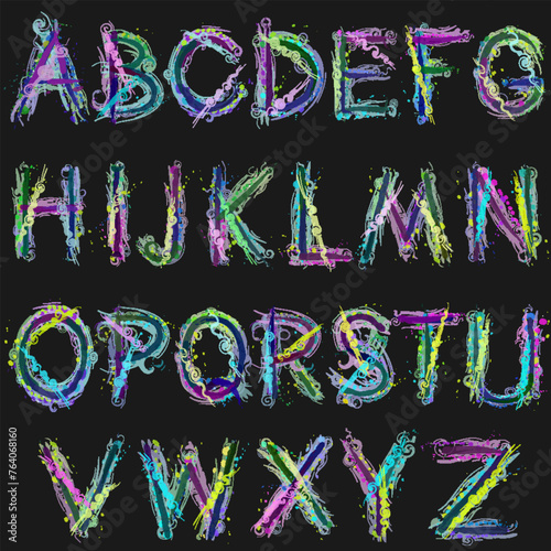 Letters of the alphabet. An alphabet of capital letters in an abstract style. Each letter is on a separate layer.