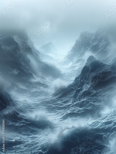 A large body of water with a lot of waves crashing against the shore