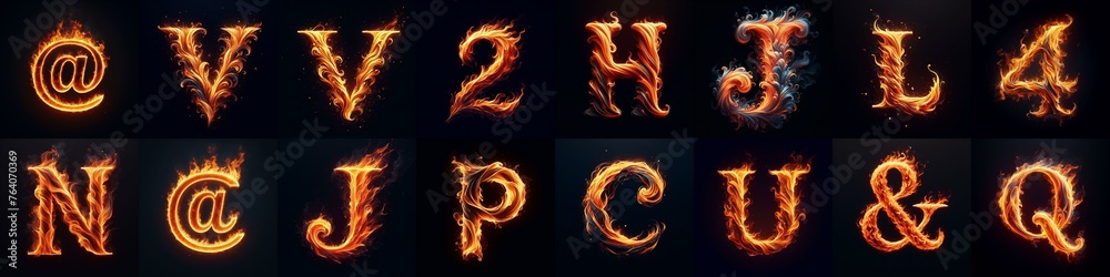 Fototapeta premium flmmable 3D Lettering Typeface. AI generated illustration